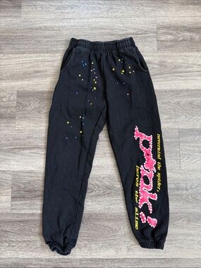 Sp5der P*nk V2 Sweatpants in Black Size Large Joggers Slime Heavyweight Joggers
